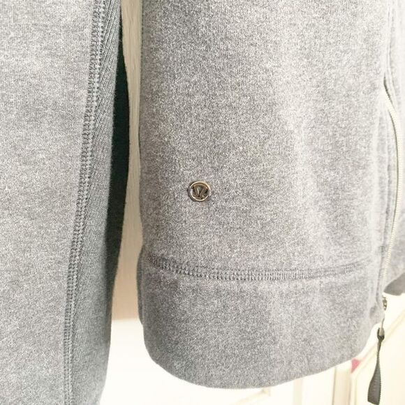 Lululemon En Route Heathered Black Gray Zipper Back Collared Jacket Women’s Sz 8 - Picture 8 of 16